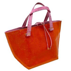 Vibrant Kate Spade Pink & Coral Lizard Skin Tote with Suede Interior